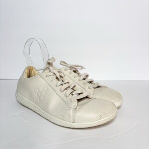 Vivo Barefoot Geo Court II Leather Cream Sneakers Size 37 6 Women’s